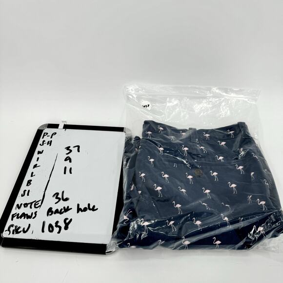 J Crew Shorts Mens 36 Flamingo Chino Blue Pink + Pockets Coastal Preppy - Picture 7 of 7